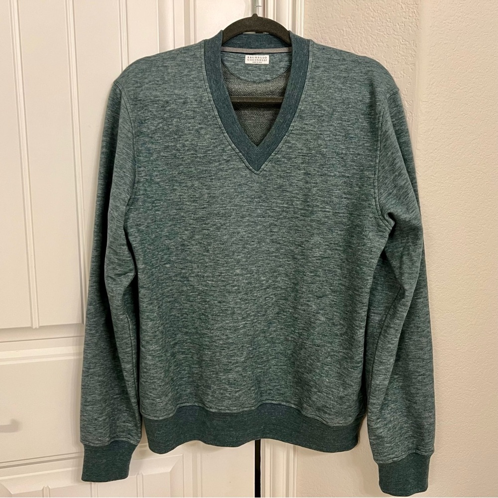 Brunello Cucinelli Men’s V-neck Sweater Small EU48 Green